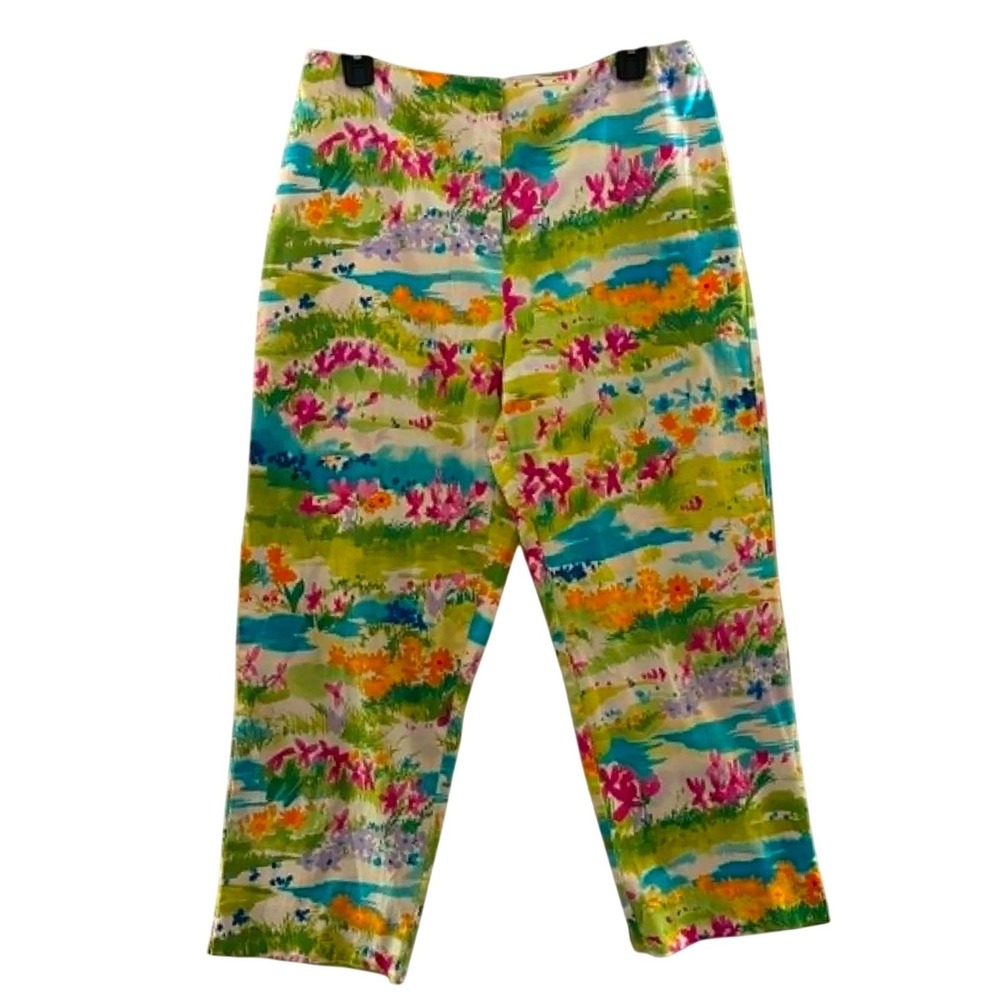 Marisa Christina Floral Pants Womens 8 Multicolor Stretch Straight Leg Boho